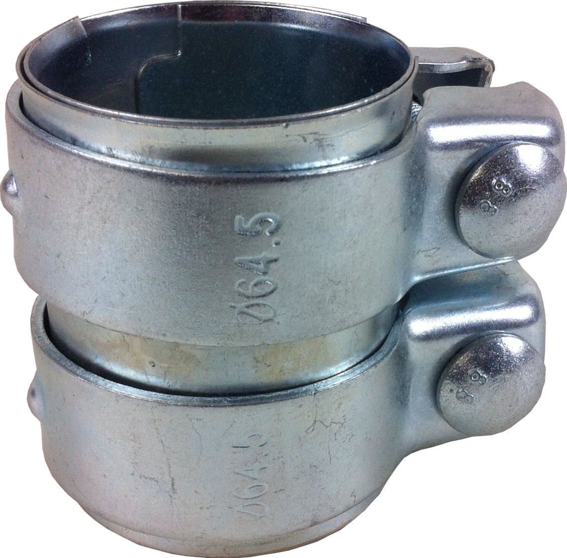 Double Clamp Exhaust Pipe Connector - 38mm X 90mm Galvanized Steel Exhaust Clamp